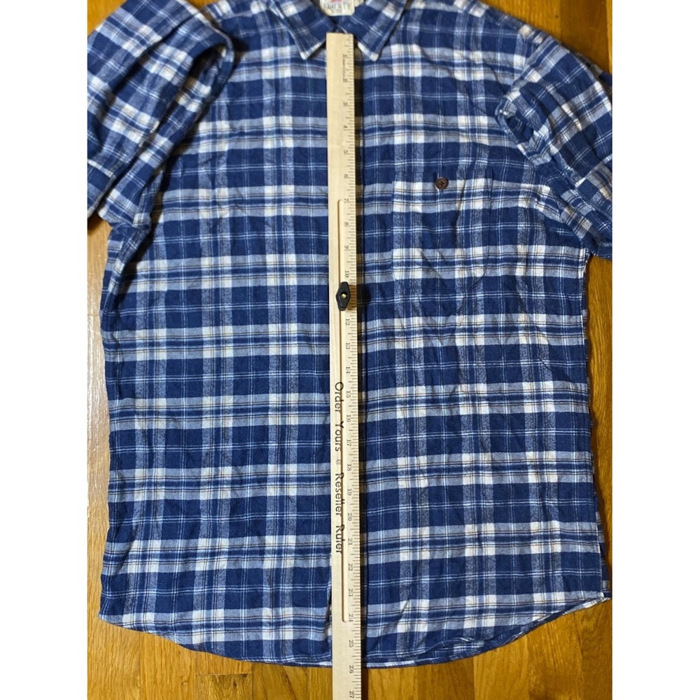 Faherty Shirt Mens Medium Button Up Flannel Blue Plaid Long Sleeve Casual Preppy - Picture 2 of 8